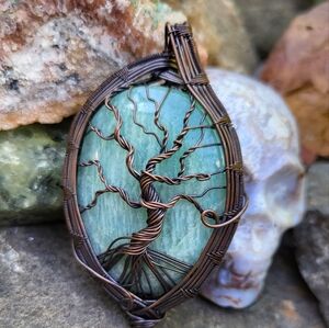 Handmade Amazonite Tree of Life Pendant